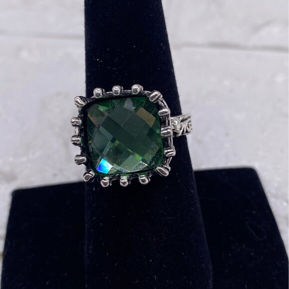 Princess Green Moonstone Gemstone 925 Silver Plated Ring Sz 7 Wedding Engagement - Picture 7 of 11